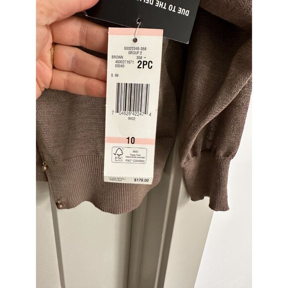 NWT Jones New York Dress Women’s Brown 2 PC Dress Cardigan Sz 10 - Picture 7 of 16